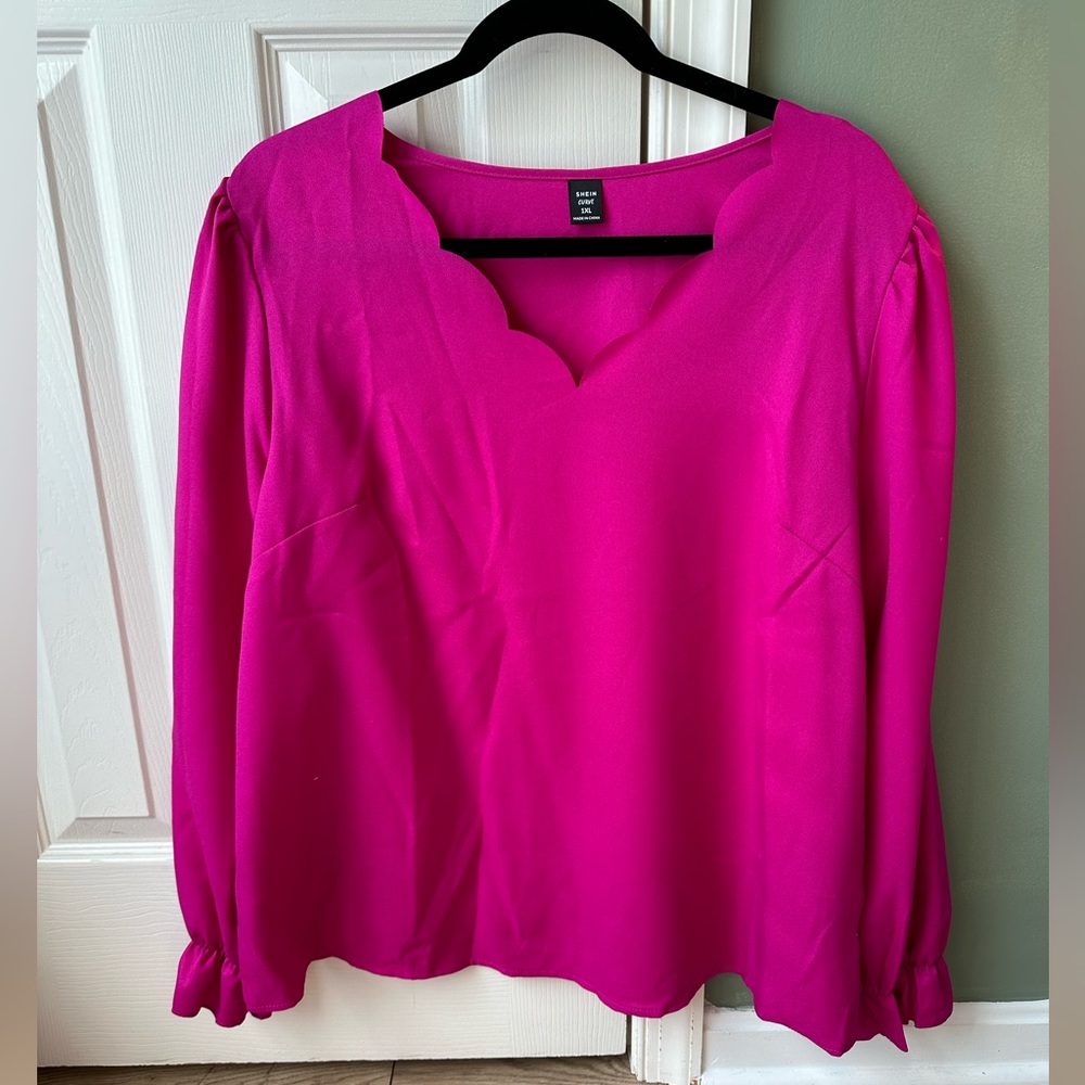 SHEIN V Neck Pink Blouse